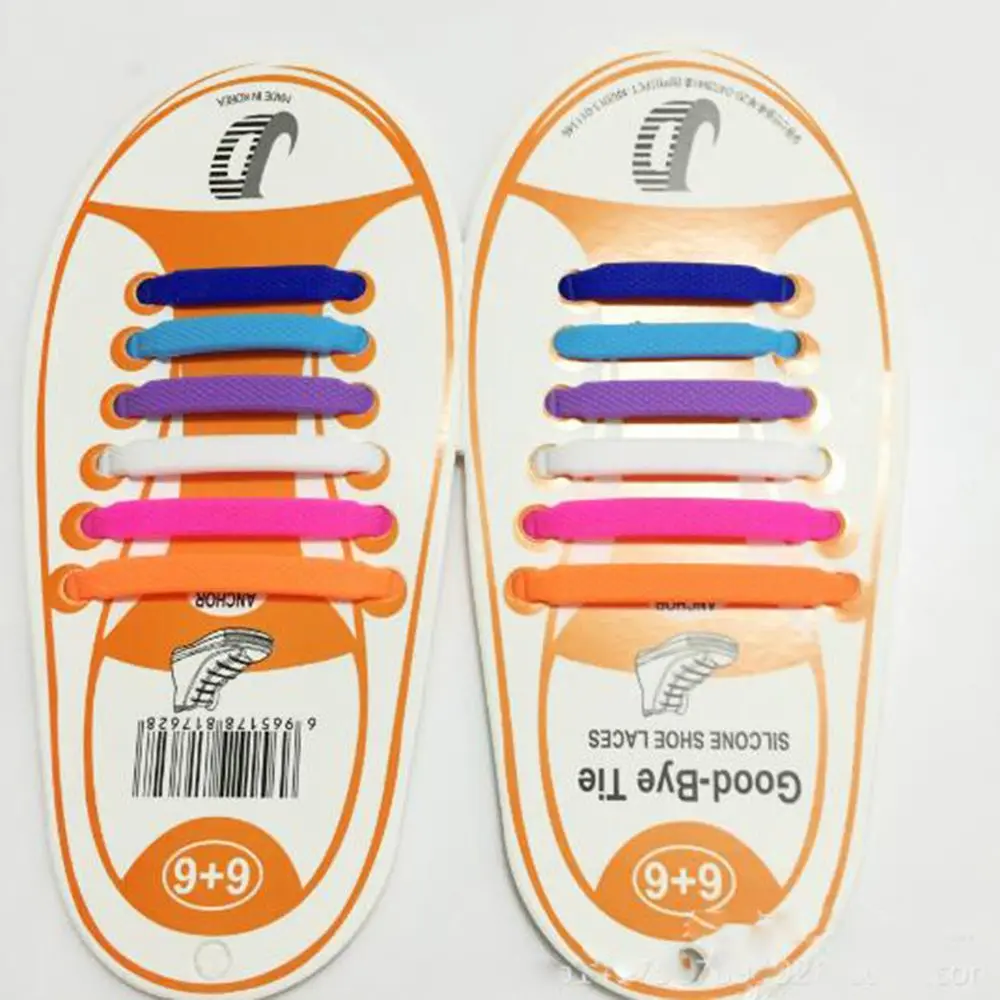 

12Pcs/lot Unisex Children Kids Athletic Running No Tie Shoelaces Elastic Silicone Shoe Lace All Sneakers 10 Color Optional
