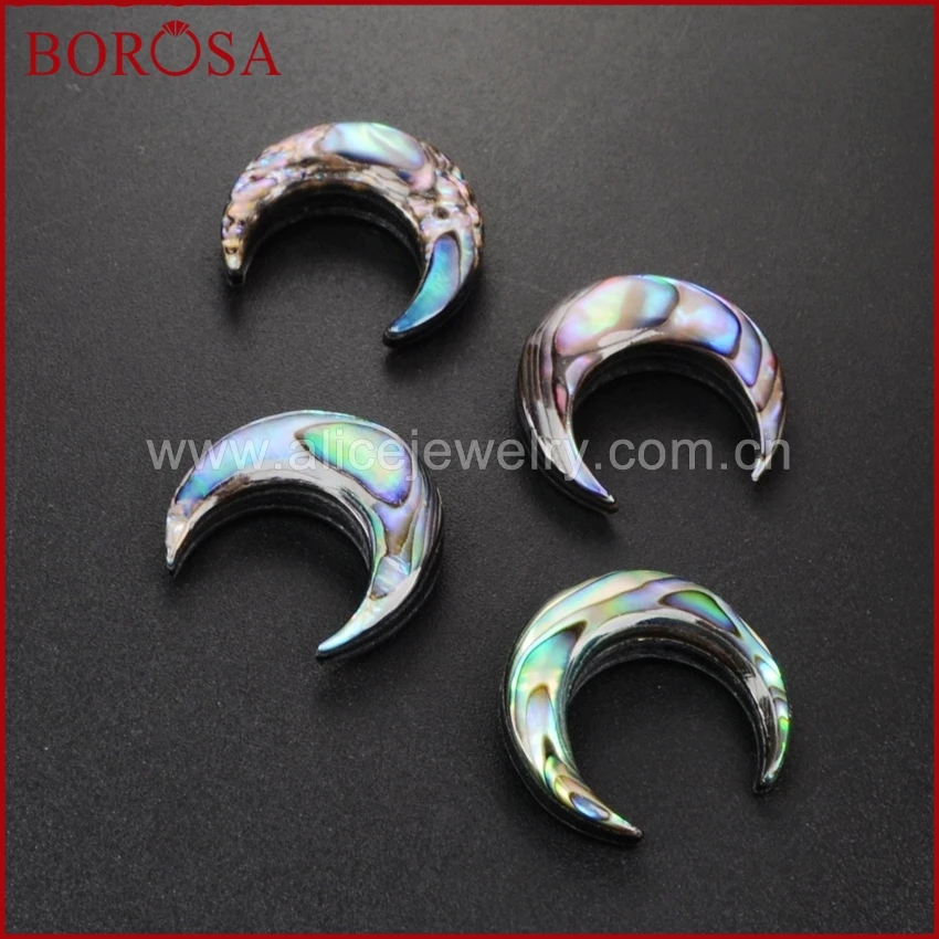 BOROSA 5 шт. Druzy ювелирные изделия оптовая продажа ракушка Abalone полумесяц бисер кулон