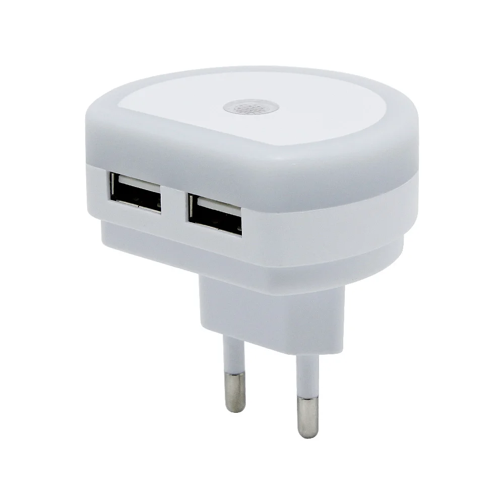 Синий Новинка Светодиодный Светильник-ночник с 2 usb-портами для зарядки мобильного телефона, светильник с датчиком, атмосферная лампа 220 В для спальни, гостиной - Испускаемый цвет: Синий