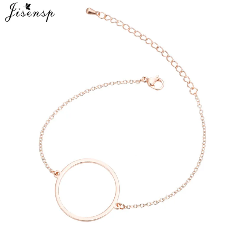 Jisensp Simple Round Stainless Steel Bracelets for Women Adjustable Gold Bracelet Bangles Lady Bridesmaid Gift pulseras