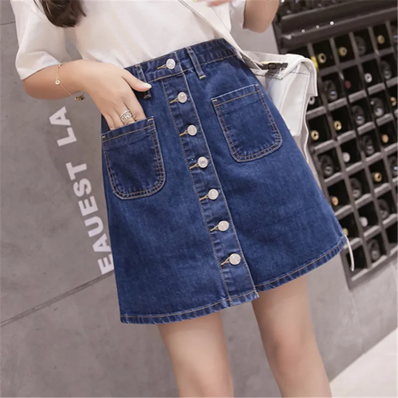 Юбка джинсовая женская женские джинсовые юбки Корейская синяя мини юбка плюс