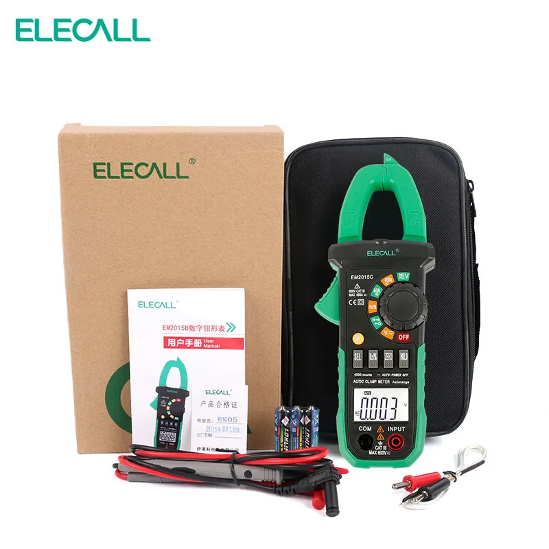 ELECALL EM2015B Цифровой мультиметр зажим переменного и постоянного тока частотомер