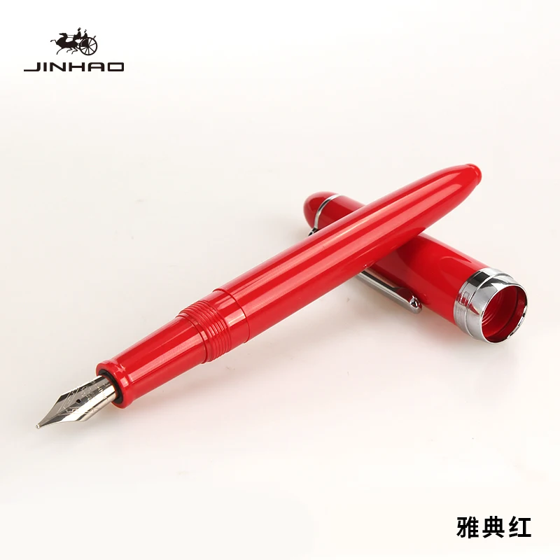 Red Jinhao 992 модная прозрачная цветная авторучка с 0,5 мм F наконечником, полимерные чернильные ручки для письма, школьные принадлежности - Цвет: Red