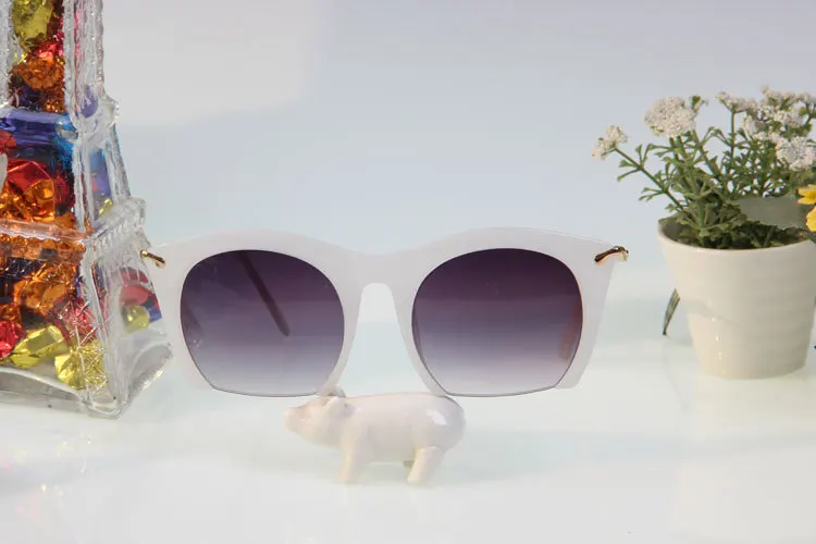 Солнцезащитные очки кошачий глаз брендовые солнцезащитные в полуоправе с