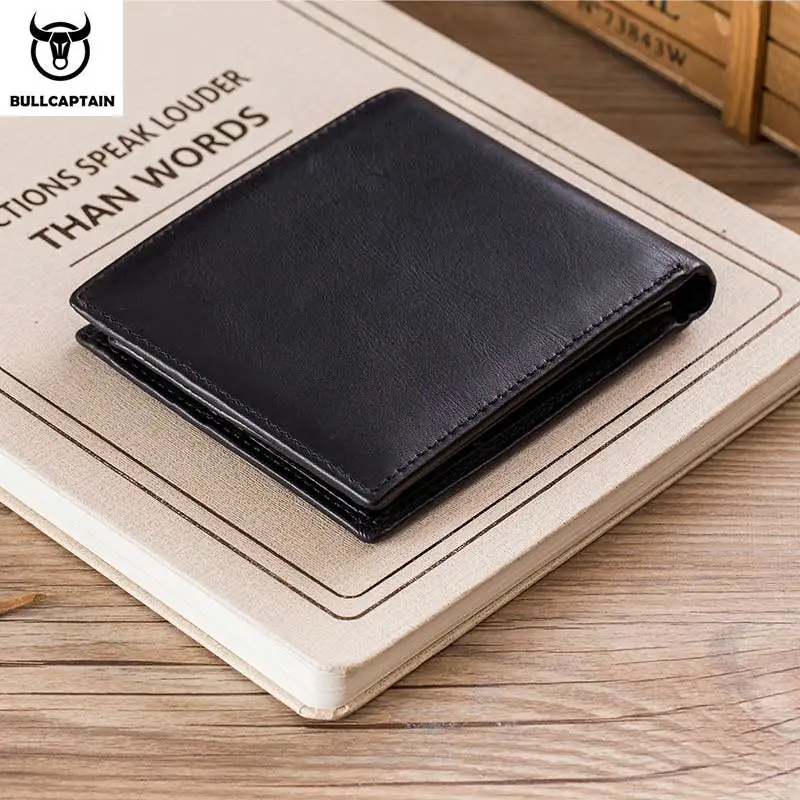 BULLCAPTAIN винтажные двойные RFID брендовые кожаные мужские кошельки Воловья кожа на