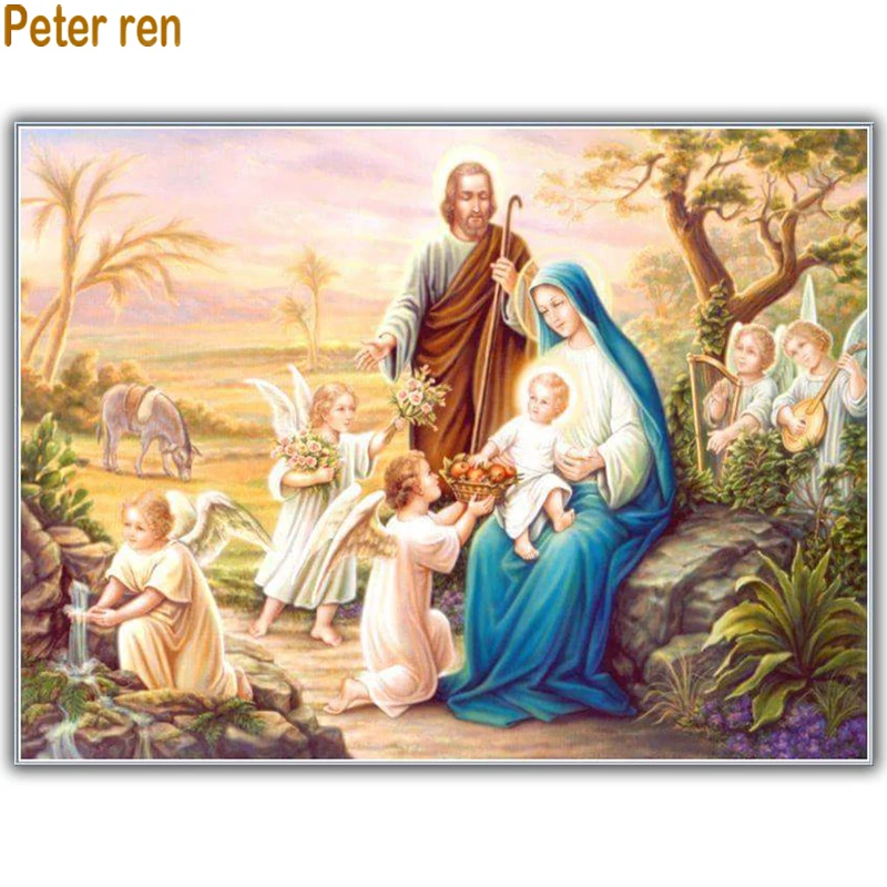 

Diy Diamond painting cross stitch portrait Square\Round mosaic Rhinestone Full embroidery Angel dedication apple religion jesus