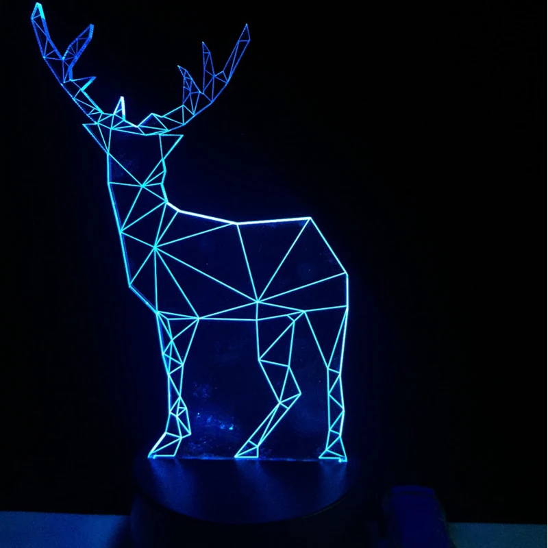 Рождественский подарок 2019 года 3D лампа в виде оленя с животными RGB светодиодная USB