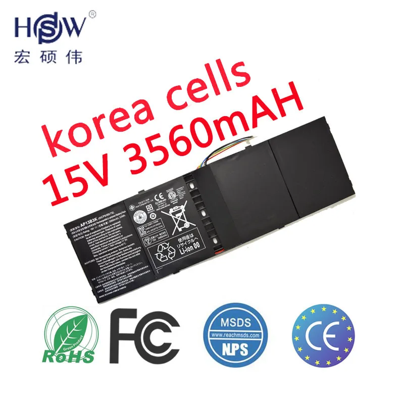 HSW ноутбук Батарея для acer Aspire R7 M5-583p серии Ap13b3k Ap13b 4lcp6/60/80 3560 мА/ч, 15v Аккумулятор akku