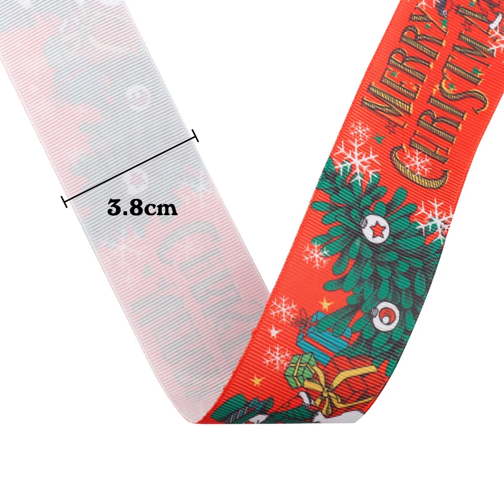 JOJO Луки 38 мм 2y Grosgrain пятнистая лента для рукоделия Рождественская печатная тесьма для рукоделия бант для волос лента праздничный Декор