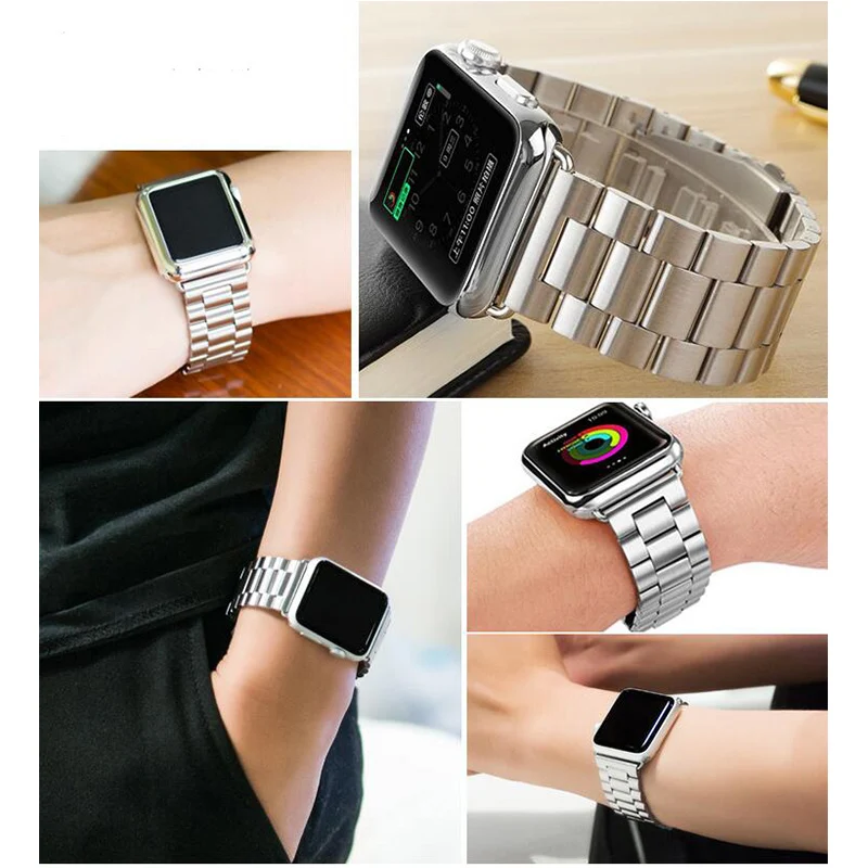 Для Apple Watch, Золотой ремешок, 42/44 мм, черный браслет из нержавеющей стали, ремешок с пряжкой, адаптер для Apple Watch 5, 4, 3, iWatch, ремешок 38, 40 мм