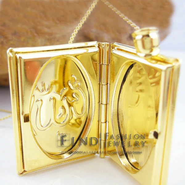 Islam allah jewelry muhammad gold Filled Muslim Islamic quran books pendant women girl &amp men unisex Ramadan Gifts 2pcs/lot | Украшения и