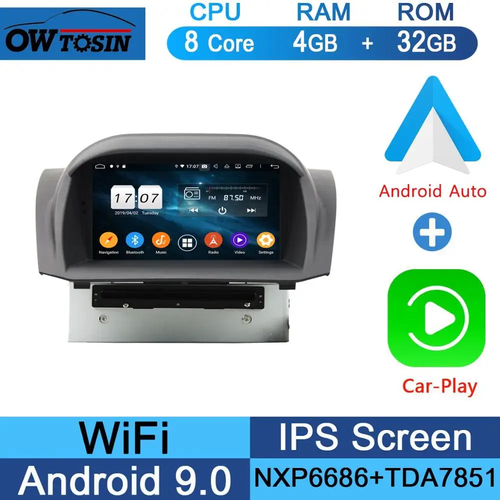 32G CarPlay Android " ips 1024*600 Octa 8 ядерный 4 Гб ram+ 64 Гб rom Android 9,0 автомобильный dvd-плеер для Ford Fiesta 2011- DSP радио gps Parrot BT Adas - Цвет: 32G CarPlay Android