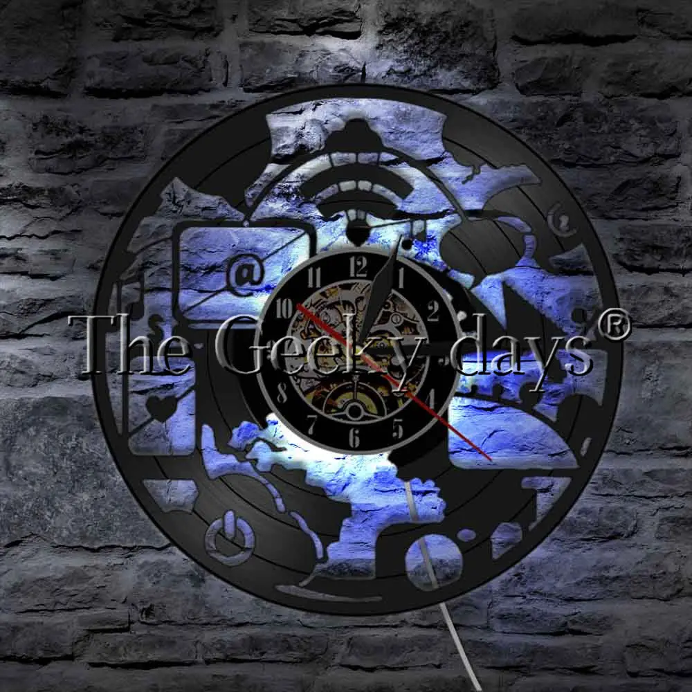 Настенные часы с виниловой пластиной шикарный компьютерный современный дизайн