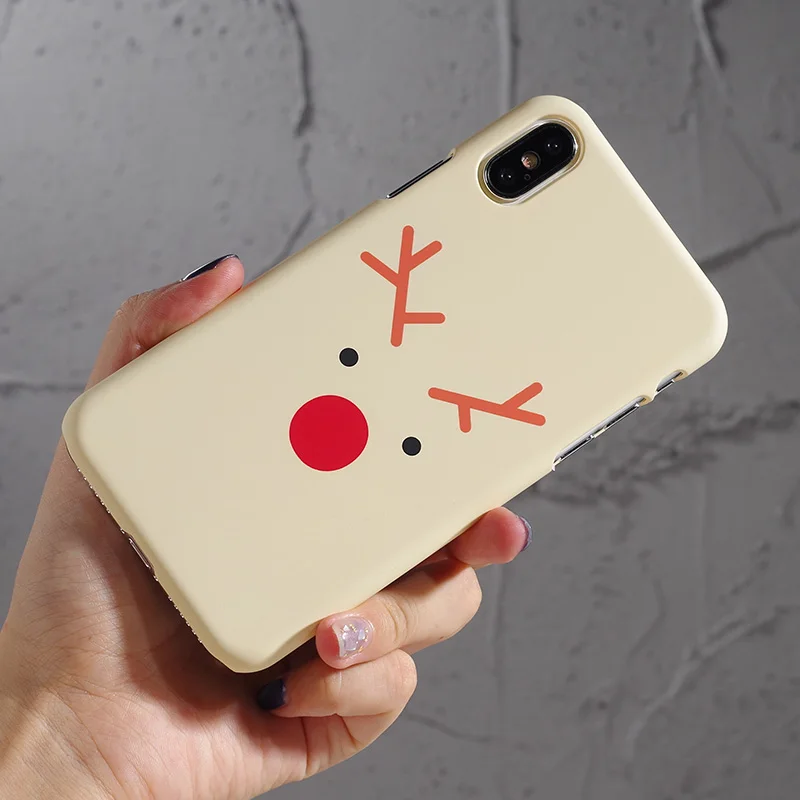 AKI Christmas Reindeer Phone Case for iPhone X Xmas Holiday Santa Claus Elk Hard PC Cover 6s 6 7 8 Plus | Мобильные телефоны и
