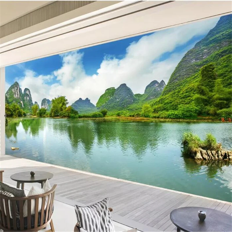 Wellyu обои на стену домашний декор заказ HD Guilin горы и воды чистая вода декорации ТВ