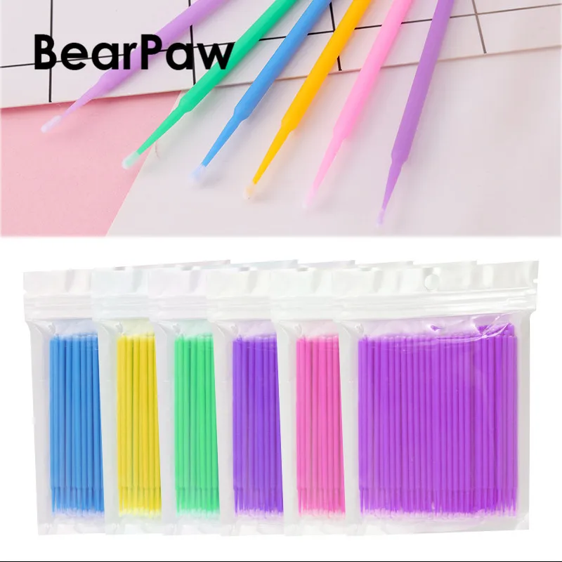 100pcs/lot Micro Make Up Brushes Eyelash Extension Eye Lash Glue Lint Free Disposable Applicators Sticks Makeup Tools | Красота и