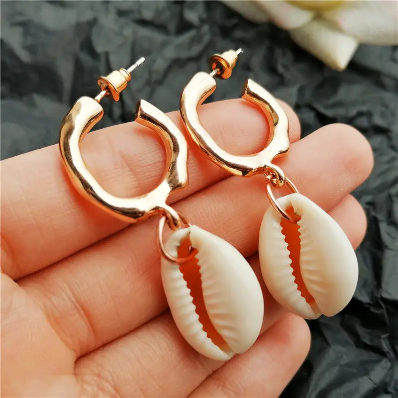 DY5008551 IF ME Fashion ZA, большие золотые серьги Каури из натуральной морской раковины для женщин, летние серьги в виде раковины, висячие серьги, ювелирное изделие, Новинка - Окраска металла: DY5008551