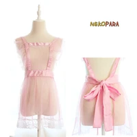 sexy cute pink transparent nake apron womens maid servant uniform costume role play exotic apparel clothing
