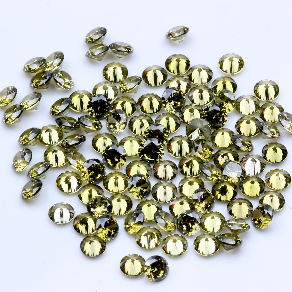 

1000pcs AAAAA+ 0.8-4mm CZ Stone Round Cut Beads Olive Color Cubic Zirconia Synthetic Gems For Jewelry