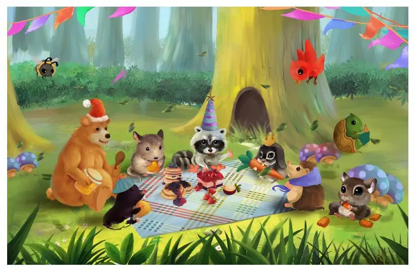 Настенные 3d обои на заказ скандинавский рисунок леса животного для детской