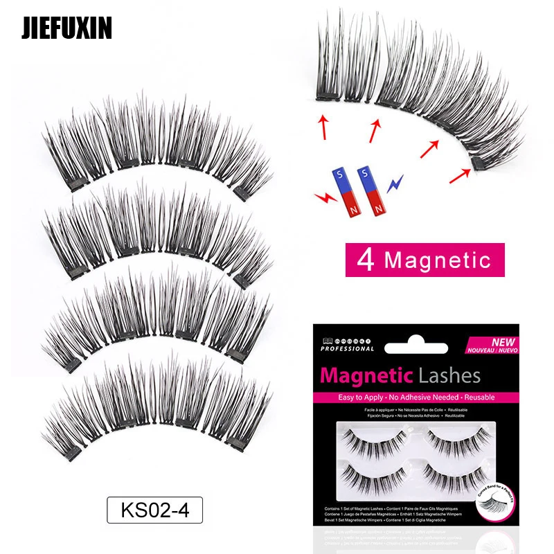 10 пар/лот Магнитная ресницы с 4 магниты, магнитные lashes natural накладные ресницы намагниченные ресницы с пинцет для накладных ресниц