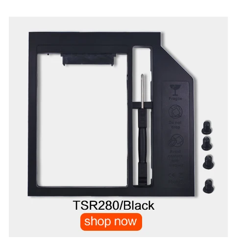 TISHRIC пластиковый алюминиевый Универсальный 9,5 мм SATA 3,0 2nd HDD Caddy 2," SSD CD DVD для HDD чехол Корпус CD-ROM ODD Optibay