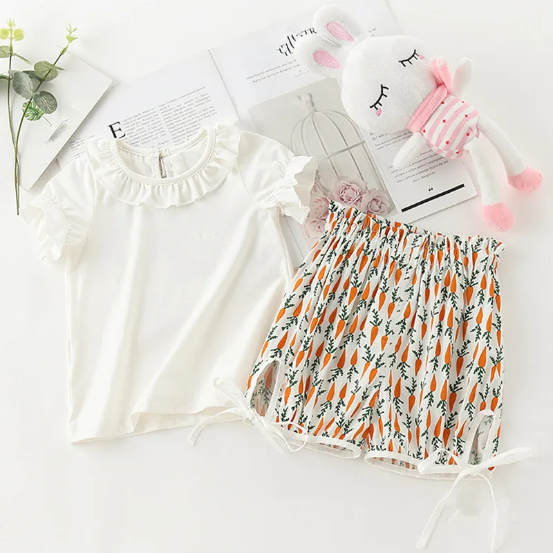 Комплект одежды для новорожденных девочек летние топы с короткими рукавами +