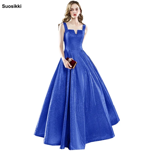 Синий Suosikki Новое индивидуальное вечернее платье vestido de festa Сексуальное Черное длинное платье с блестками для выпускного вечера Формальное вечернее платье - Цвет: Синий