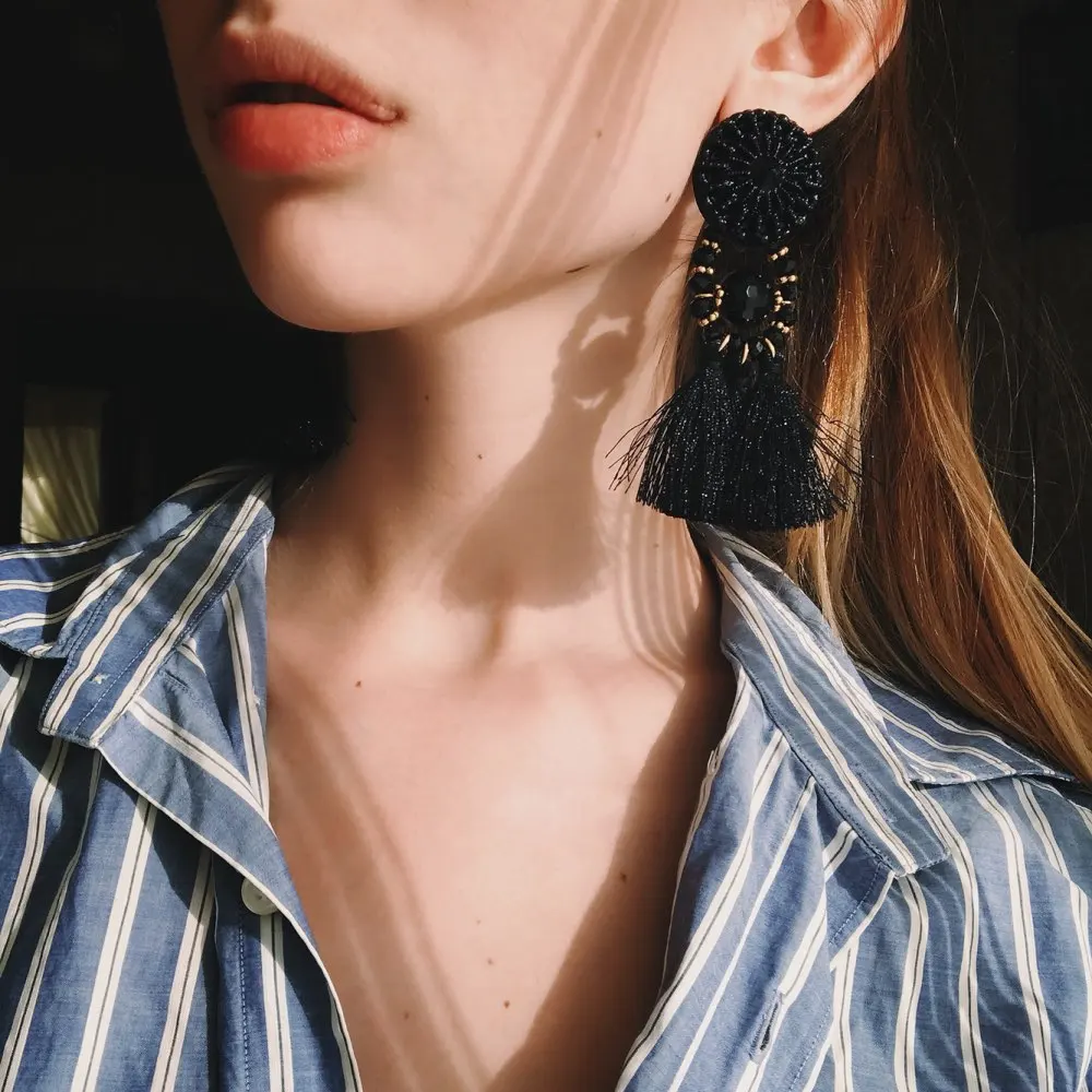 Ppg и pgg Мода акриловые серьги нагрудник Бусины длинной кисточкой Кулон Серьги