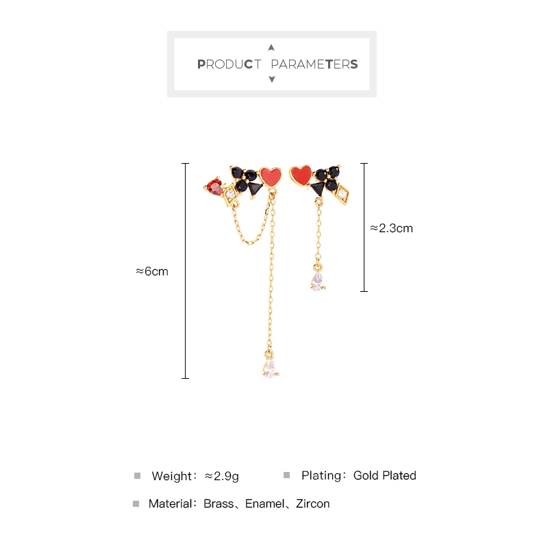 Роскошные циркониевые покерные висячие серьги с рисунком метрические золотые