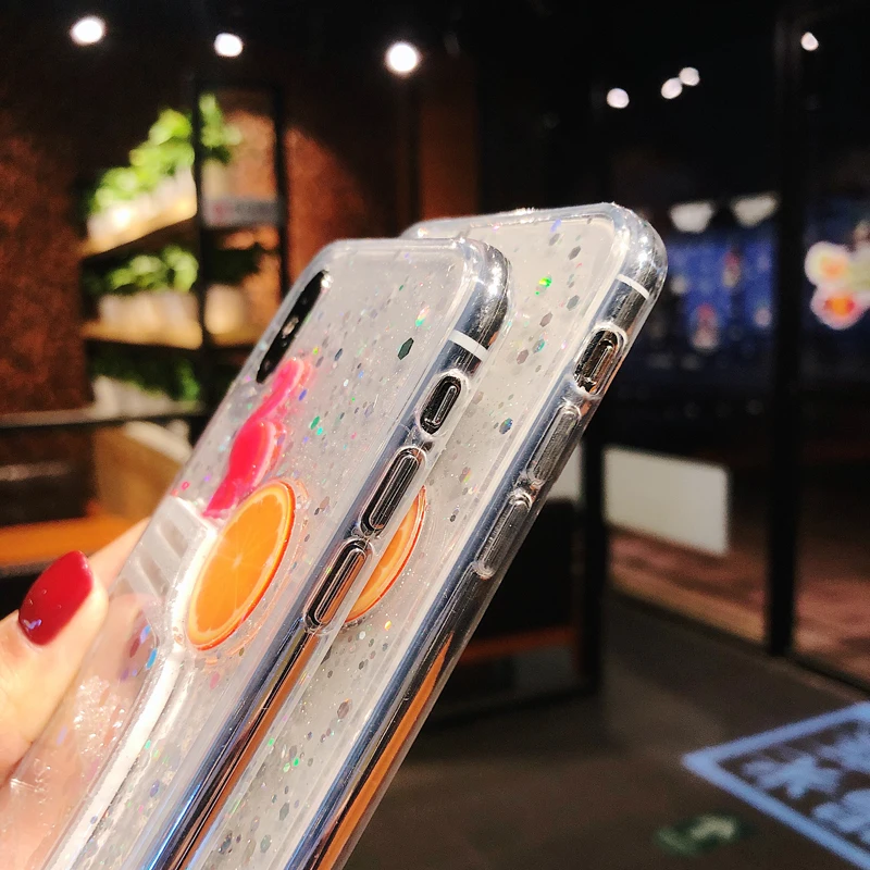Cute Glitter Bling Transparent Liquid Flamingo Phone Case for iPhone 6 6s 7 8 Plus Glossy Soft For X XS Max XR Cover | Мобильные