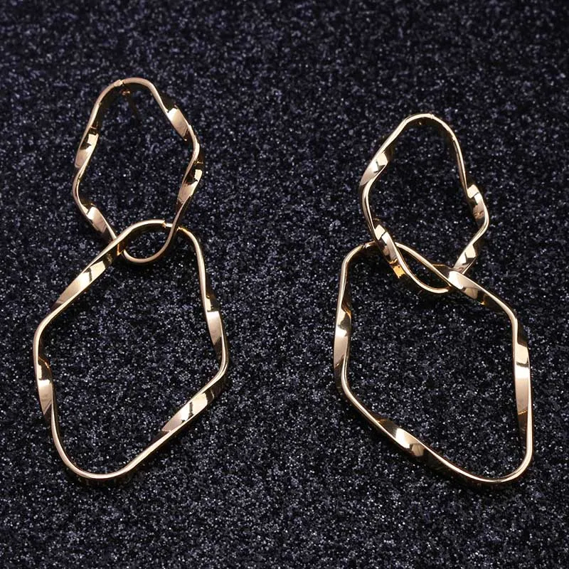 Женские винтажные серьги подвески золотого цвета Необычные массивные