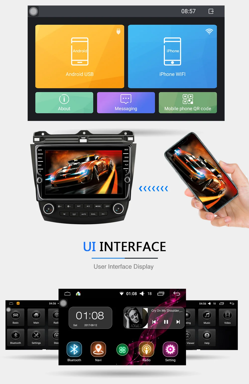 FUNROVER " android8.0 автомобильный dvd gps мультимедийный стерео плеер для Honda Accord 7 2003-2007 Авто Радио Видео навигация rds BT wifi