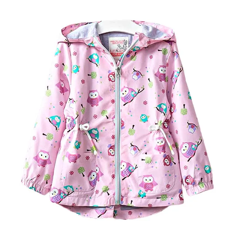 3-7T Baby Girls Jackets Hooded Windproof Kid's Clothing Cartoon Pattern Coats 2018 Spring Children Outerwear &amp | Детская одежда