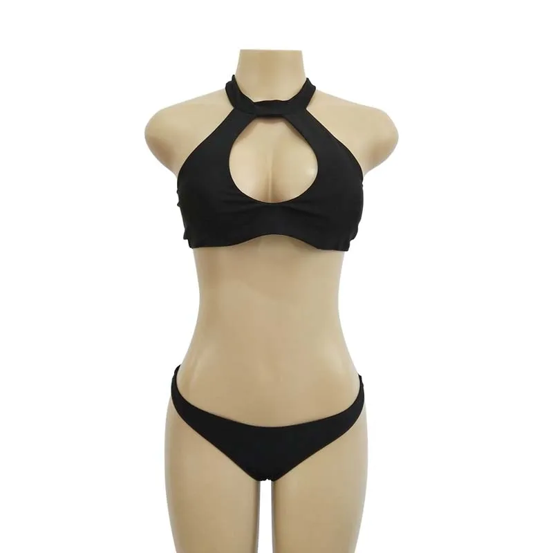 High Neck Bikini Women Swimsuit Push Up Swimwear Cut Out Set Bathing Suits Swimming Suit Biquini Beachwear | Спорт и развлечения