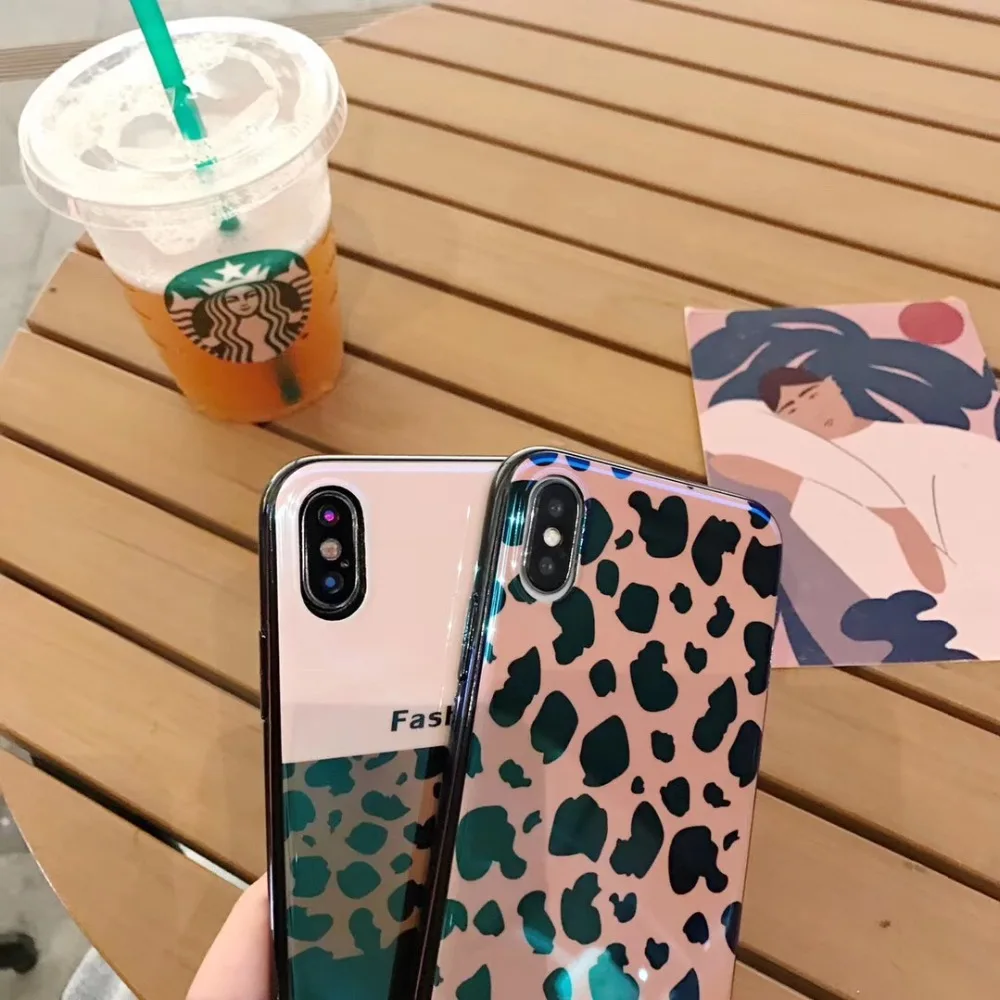 Leopard Girl Case For iPhone XS Max XR X 8 7 6S 6 Plus Women Cover Luxury Soft Silicone Blue Ray |