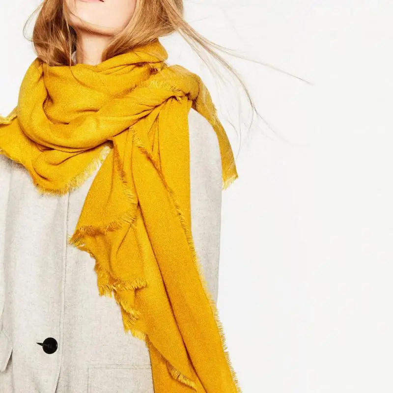 2019 Зимний новый сверхмягкий большой шарф желтый кашемировый для женщин и мужчин