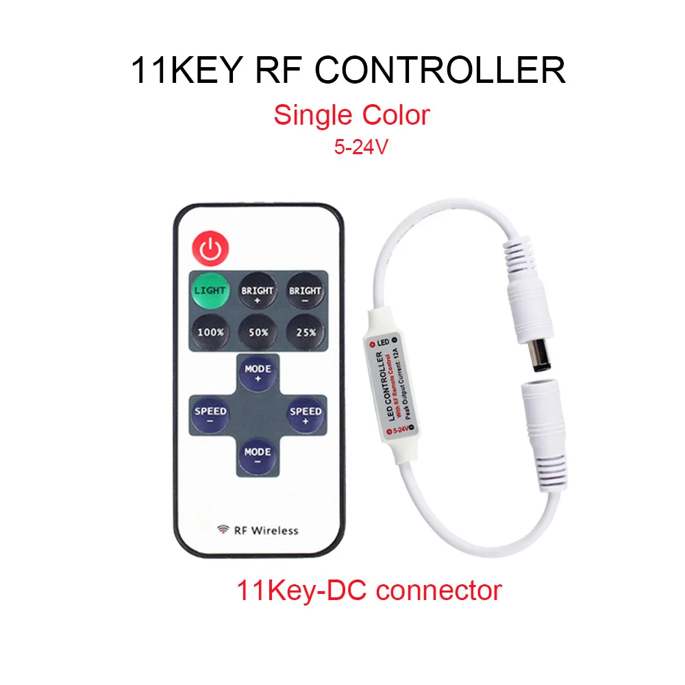 11Key-DC DC 12 в-24 в светодиодный контроллер мини 24 клавиши 40 клавиш ИК-пульт RGB RGBW контроллер 11 клавиш 17 клавиш для RGB 3528 5050 3528 2835 Светодиодная лента - Цвет: 11Key-DC