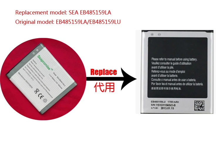 Оптовая продажа 5 шт. в партии батарея EB485159LA (EB485159LU) для Galaxy реверберации Xcover 2 1