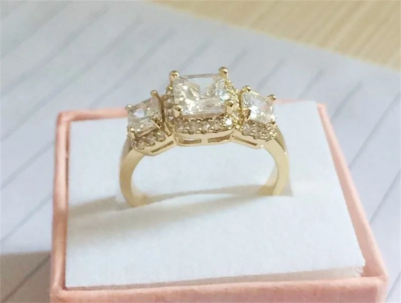 YANHUI список модное золотистое кольцо с Чистая кристальная Свадебная кольца модные ювелирные изделия для женщин YR033