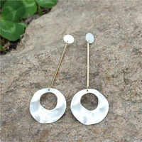 hammered metallic disc long bar dangle drop earrings hammered metal disc drops earrings