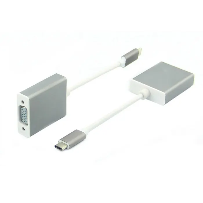 

CYSM USB-C USB 3.1 Type C to VGA 1080p HDTV Adapter Cable with Silver Aluminium Case for 2015 New 12 Inch Laptop