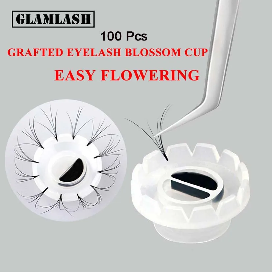 GLAMLASH, 100 шт., для салонного использования, клей-держатель для ресниц, для наращивания ресниц, быстрое Цветение цветов, кольцо, клейкая подставка, инструменты для макияжа