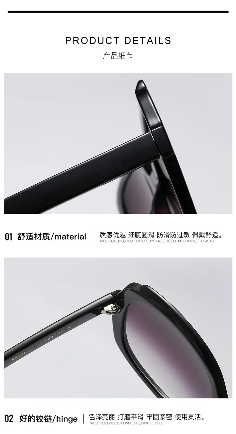 New Luxury Brand Designer Full-frame Square Sunglasses Leopard Gradient Tones Oversized Trend Cat Eye Sunglasses UV400