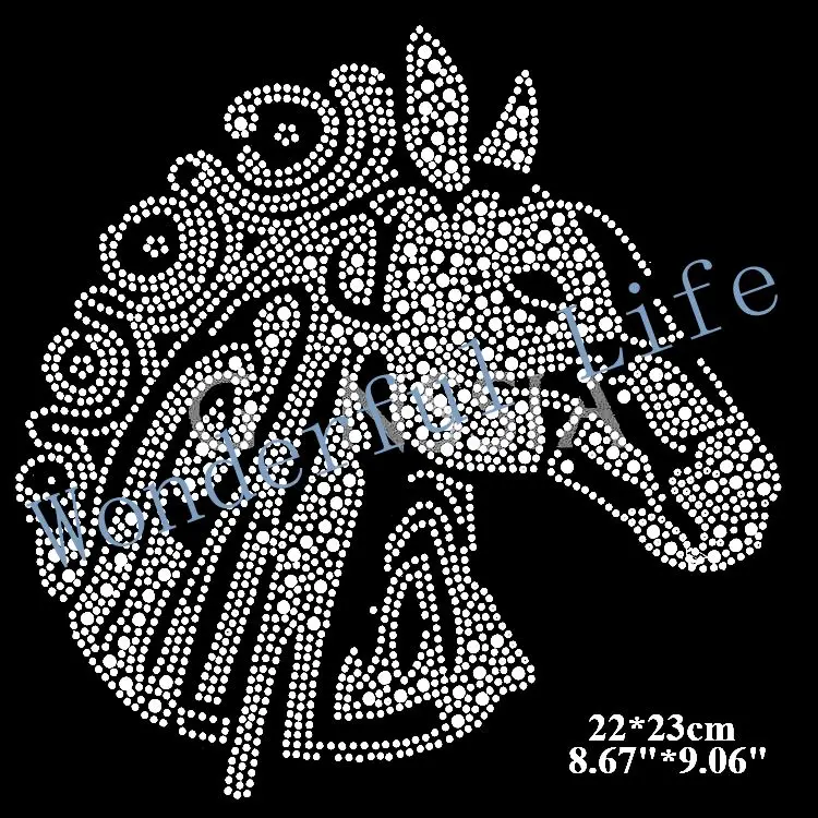 Бесплатная доставка блестящие стразы с узором в виде лошадиной головы для