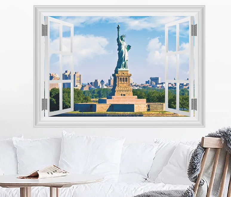 3d наклейка на стену в виде статуи Свободы башни Парижа|wall sticker|stickers for wallstickers |