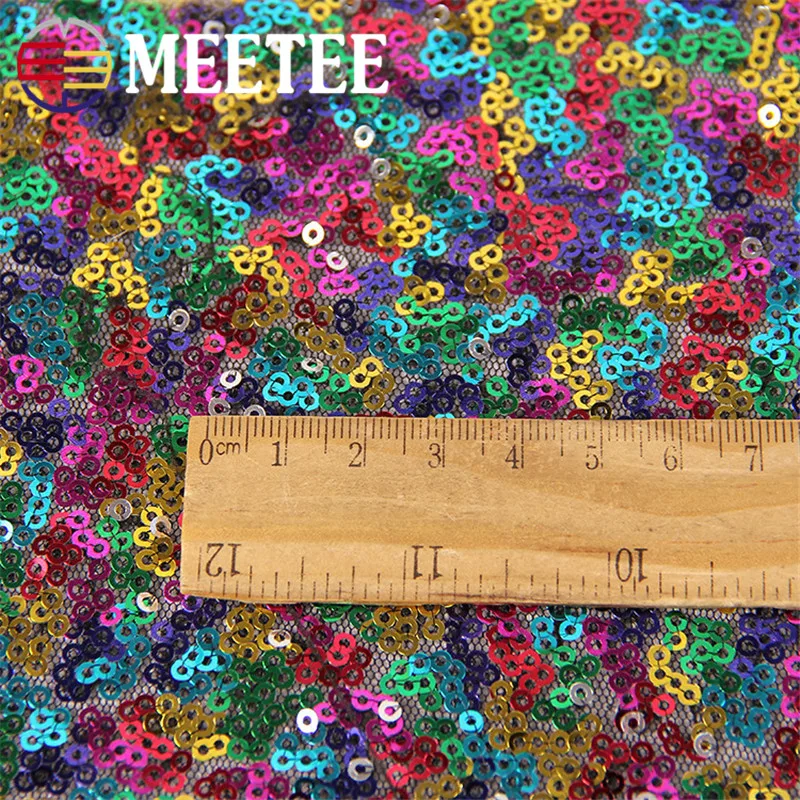 Meetee 2 метра Чистая Пряжа Ткань полиэстер шелк блестками DIY сценическая одежда
