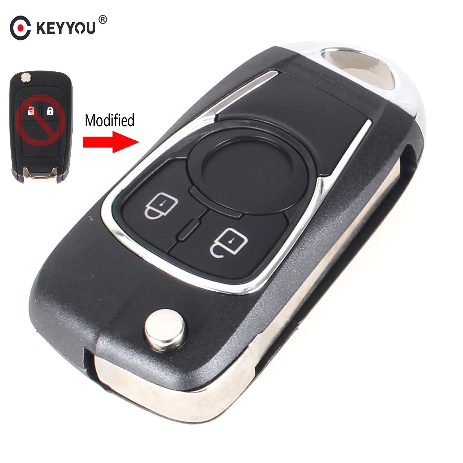 2 Buttons KEYYOU модифицированный Флип дистанционный Автомобильный ключ чехол без ключа для Chevrolet Epica Lova Cruze для Buick HU100 Blade 2/3 кнопки - Количество кнопок: 2 Buttons