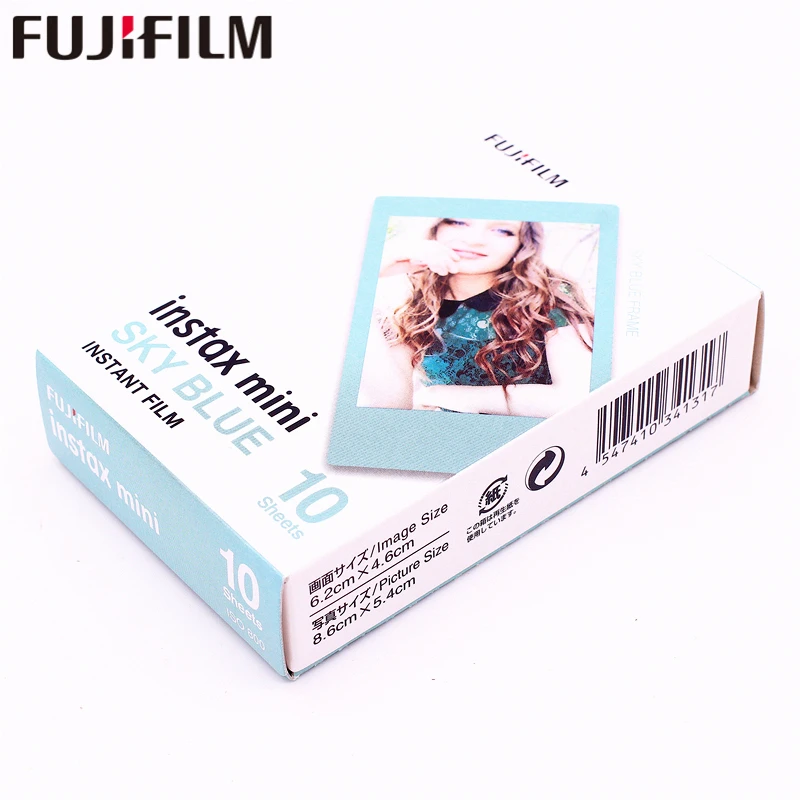 Fuji Fujifilm 20 листов Instax Mini небесно голубой + полосатая фотобумага для камеры 8 7s 25 50s 90