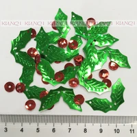 450pcs 2517mm christmas holly berries and leaves loose sequins appliques for christmas decorationsew confetti craftkids diy